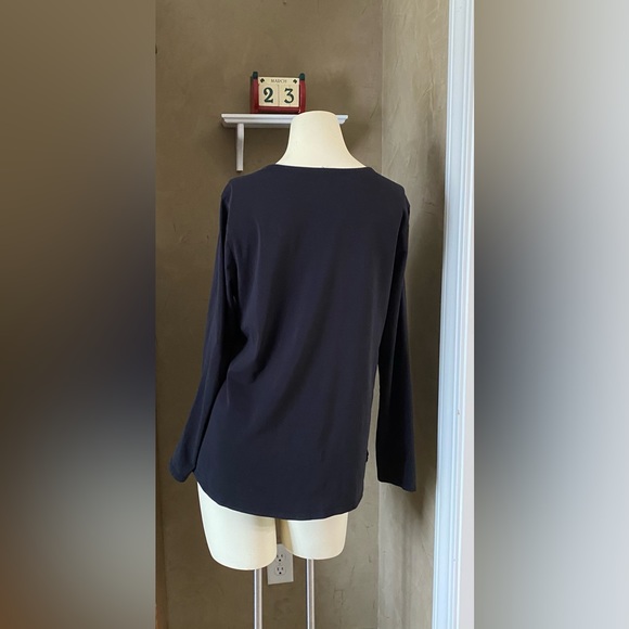 J. Jill Pure Jill Long Sleeve Stretch Cotton Tee in Black Size M - Picture 3 of 11